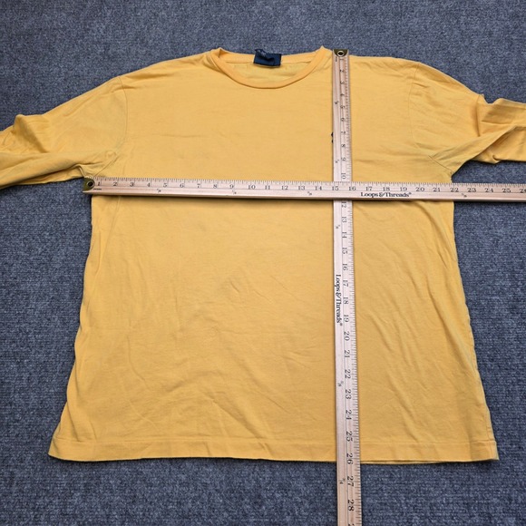 Polo Ralph Lauren Long Sleeve T-Shirt Mens Medium Yellow Cotton Embroidered Pony - Picture 3 of 5